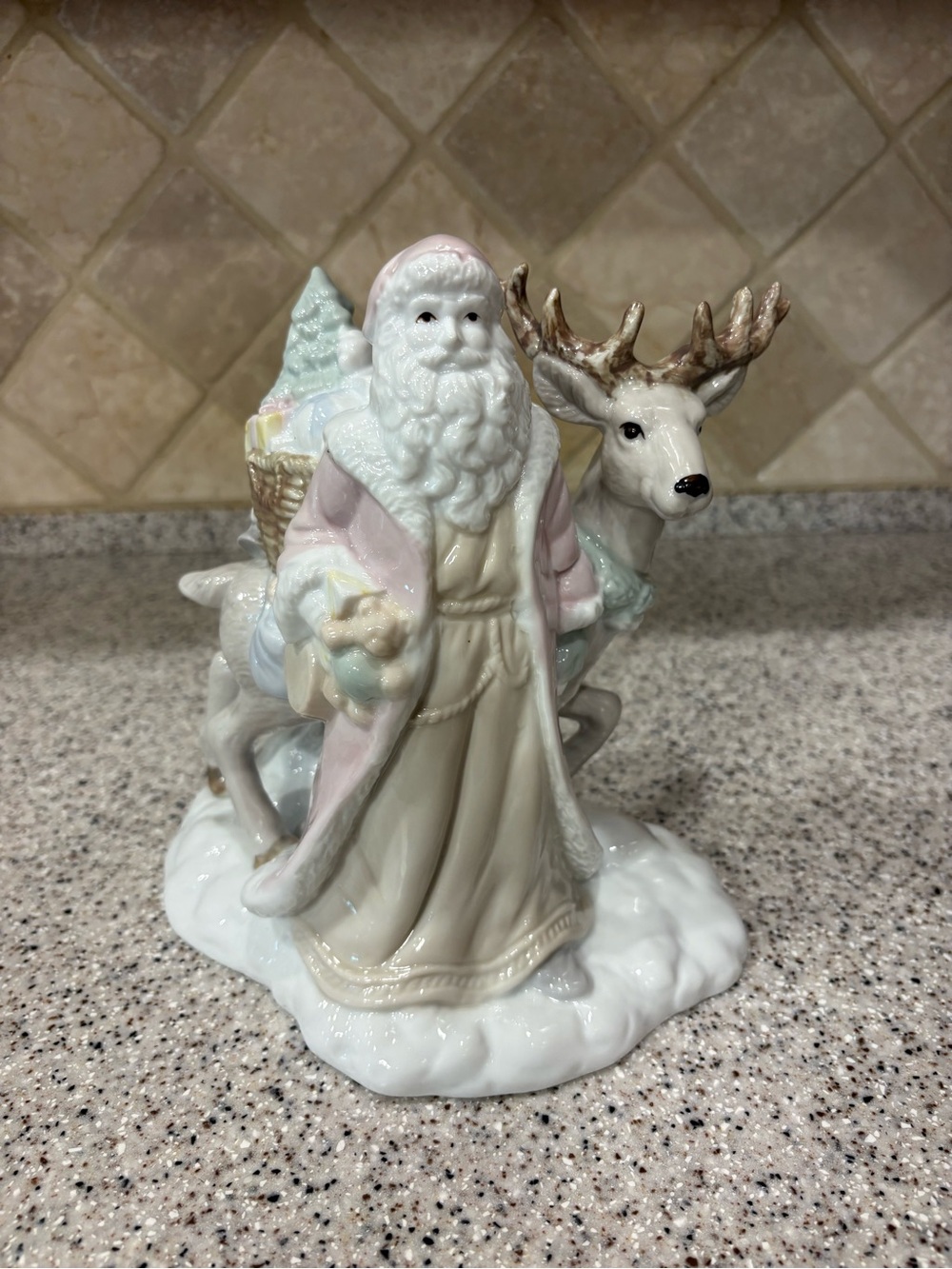 Vintage Porcelain Old World Santa Christmas Hand Painted 9” Pre-Owned